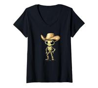 Donna Cavalcando le stelle con questo cowboy alieno per ragazzi e ragazze Maglietta con Collo a V