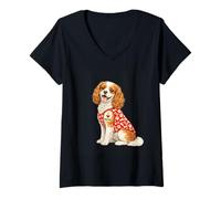 Donna Cavalier King Charles Spaniel Mamma Cavalier Mamma Vita Cani Maglietta con Collo a V