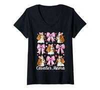 Donna Cavalier Mamma Mamma Cavalier King Charles Spaniel Cane Coquette Maglietta con Collo a V