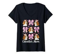 Donna Cavalier Mamma Mamma Cavalier King Charles Spaniel Cane Coquette Maglietta con Collo a V