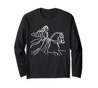 Donna Cavaliere Cavaliere Line Art Disegno Equestre Design Maglia a Manica