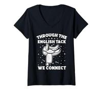 Donna Cavaliere English Track We Connect Horse Rider Maglietta con Collo a V