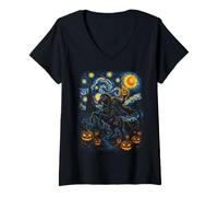 Donna Cavaliere Halloween Gothic Night Pumpkin Rider Headless Maglietta con Collo a V