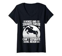 Donna Cavaliere Horse And I Horse Rider Maglietta con Collo a V