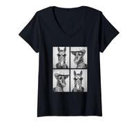 Donna Cavalli Cowboy Cavallo con Occhiali da Sole Animale Fattoria Maglietta con Collo a V