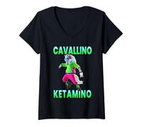 Donna CAVALLINO KETAMINO Cavallo Raver divertente Maglietta con Collo a V