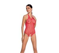 Donna Cavallo Aperto Body a Rete Bodystocking Teddy Rosso 34/36/38 #UW491