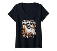 Donna Cavallo Appaloosa Girl Arte equestre Appaloosa Maglietta con Collo a V