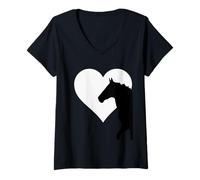Donna Cavallo Equestre I Love Horses Maglietta con Collo a V
