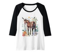 Donna Cavallo Halloween Summerween Animali Wildlife Natura Maglia con Maniche Raglan