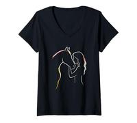 Donna Cavallo Sussurro Amore Cavaliere Cavallo Amante Cavalli Maglietta con Collo a V