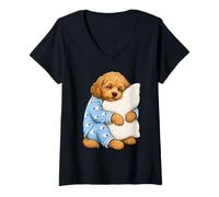 Donna Cavapoo - Pigiama a Forma di Cane Che Dorme Maglietta con Collo a V