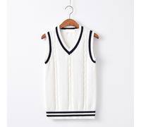 Donna Cavo Maglia Canotta Scuola Uniforme Maglione Scollo V Stile Preppy