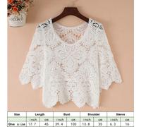 Donna Cavo Uncinetto Top Corto Maglia Pullover Mezza Manica Bolero Pareo Mare
