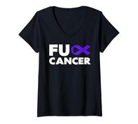 Donna Cazzo Cancer Tshirt - Cazzo Esofageo Cancro Consapevolezza Maglietta con Collo a V