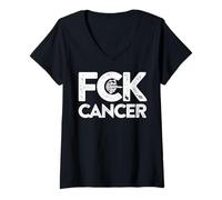 Donna Cazzo Cancro Tshirt - Cazzo Cancro Maglietta con Collo a V