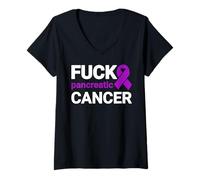 Donna Cazzo Cancro Tshirt - Cazzo pancreatico Cancro consapevolezza Maglietta con Collo a V