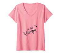 Donna c'è del disagio Maglietta con Collo a V, Rosa, XXL