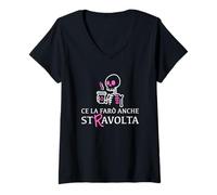 Donna Ce La Farò Anche Stravolta Donna Divertente Caffè Mamma Maglietta con Collo a V
