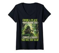 Donna Cecchini Jungle Sniper Soldiers T Cecchini Maglietta con Collo a V