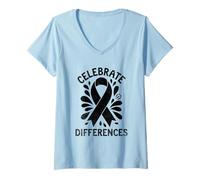 Donna Celebra le differenze Guerriero del mese di sensibilizzazione sulla sindrome di Down Maglietta con Collo a V