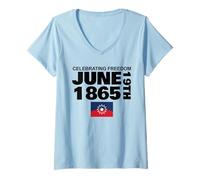 Donna Celebrando Juneteenth Freedom Juneteenth Maglietta con Collo a V