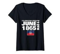 Donna Celebrando Juneteenth Freedom Juneteenth Maglietta con Collo a V