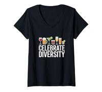 Donna Celebrare la diversità Alcol Umorismo Bere Maglietta con Collo a V