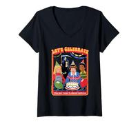 Donna Celebrate Grim Reaper Sarcastic Retro Funny Adult Humor Maglietta con Collo a V