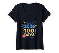 Donna Celebrazione del Conto alla rovescia Scolastico della Classe 2026 Maglietta con Collo a V