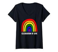 Donna Celebrazione dell'amore Rainbow Pride Equality Inclusion Design Maglietta con Collo a V