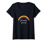 Donna Celebrazione per sempre orgogliosa dell'orgoglio arcobaleno gay della comunità LGBTQ Maglietta con Collo a V