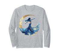 Donna Celeste Luna Stelle Cosmica Silhouette Art Maglia a Manica
