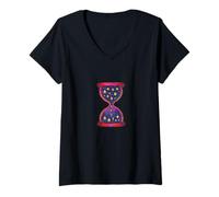 Donna Celestial Sands Clessidra Cosmic Time Flow Starry Maglietta con Collo a V