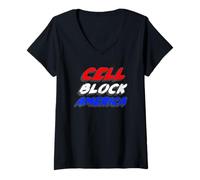 Donna Cell Block America | Realtà Politica d'America Maglietta con Collo a V