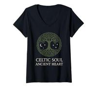 Donna Celtic Pagan Pride Triskelion Albero della Vita Heritage Magic Maglietta con Collo a V