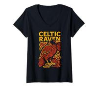 Donna Celtic Raven Dark Academia da donna Maglietta con Collo a V