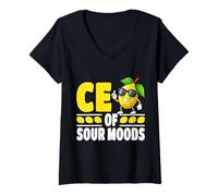 Donna Ceo di Sour Moods Lemon Humor Sarcastic Boss Maglietta con Collo a V