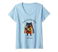 Donna C'era l'acqua del Rubinetto M'Lord Funny Cat Knight Maglietta con Collo a V