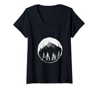 Donna Cerchio della Foresta di Montagna | Wilderness Nature Art Maglietta con Collo a V