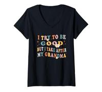 Donna Cerco di essere bravo ma prendo mia nonna Maglietta con Collo a V