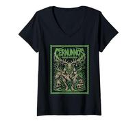 Donna Cernunnos Cornuto Divoratore Foresta Dio Celtica Mitologia Maglietta con Collo a V
