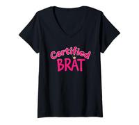 Donna Certificato Brat Carino Sassy Stile Scritto A Mano Maglietta con Collo a V