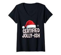 Donna Certificato Jolly-Ish Fun Christmas Spirit Maglietta con Collo a V