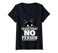 Donna Certificato Nessuna Persona Antisociale Cat Emo Introvert Maglietta con Collo a V