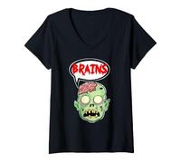 Donna Cervelli Zombie Maglietta con Collo a V
