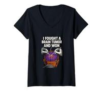Donna Cervello Ho Combattuto Un Tumore al Cervello E Vinto Cool Mens Surgery Recov Maglietta con Collo a V