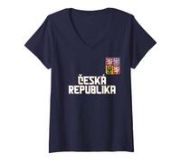 Donna Ceská Republika, Cesko, ceská vlajka, Bandiera patriottica Ceca Maglietta con Collo a V