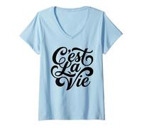 Donna C'Est La Vie - Citazione in Francese con Scritta in Inglese That's Life Maglietta con Collo a V