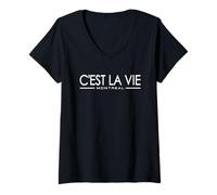 Donna C'Est LA Vie Montreal Canada Frase Francese su Tee Maglietta con Collo a V